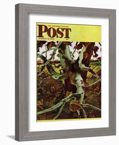 "Sycamore Tree and Hunter," Saturday Evening Post Cover, October 16, 1943-Andrew Wyeth-Framed Giclee Print