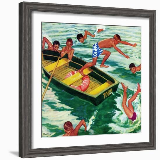 "Rowboat Diving", July 12, 1952-Mead Schaeffer-Framed Giclee Print