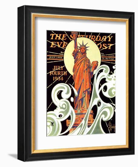 "Statue of Liberty," Saturday Evening Post Cover, July 7, 1934-Joseph Christian Leyendecker-Framed Giclee Print