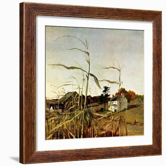 "Autumn Cornfield,"October 1, 1950-Andrew Wyeth-Framed Giclee Print