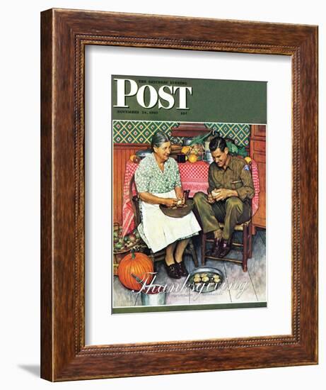 "Home for Thanksgiving" Saturday Evening Post Cover, November 24,1945-Norman Rockwell-Framed Giclee Print