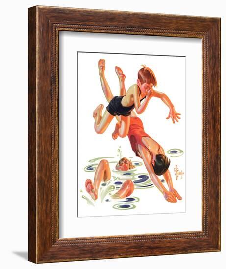 "Diving In,"June 8, 1935-Joseph Christian Leyendecker-Framed Giclee Print