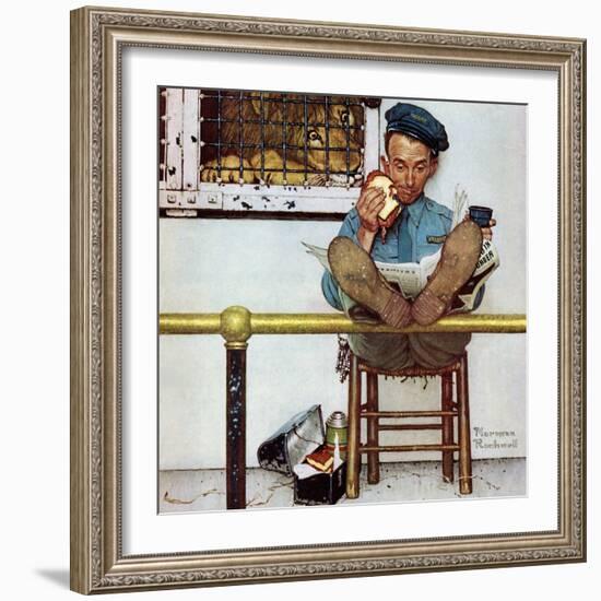 "Lion and His Keeper", January 9,1954-Norman Rockwell-Framed Giclee Print