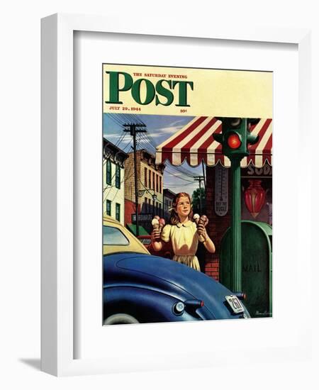 "Dripping Cones," Saturday Evening Post Cover, July 29, 1944-Stevan Dohanos-Framed Giclee Print