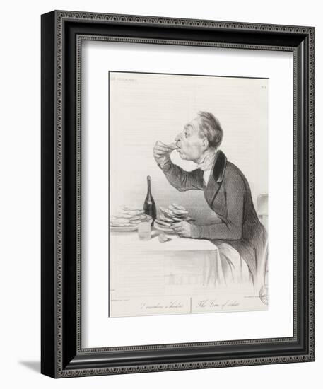 Man Eating Oysters and Wine-Honore Daumier-Framed Giclee Print