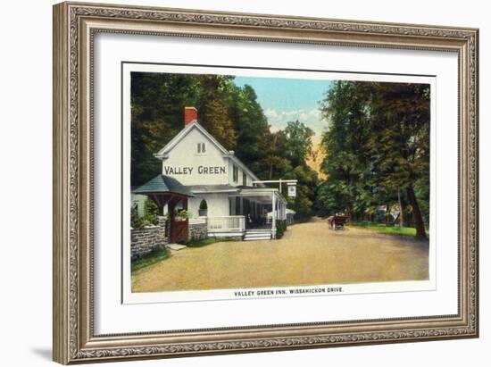 Philadelphia, Pennsylvania - Valley Green Inn, Wissahickon Drive Scene-Lantern Press-Framed Art Print