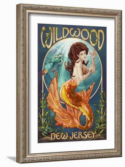 Wildwood, New Jersey - Mermaid-Lantern Press-Framed Art Print