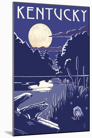 Kentucky - Lake at Night-Lantern Press-Mounted Art Print