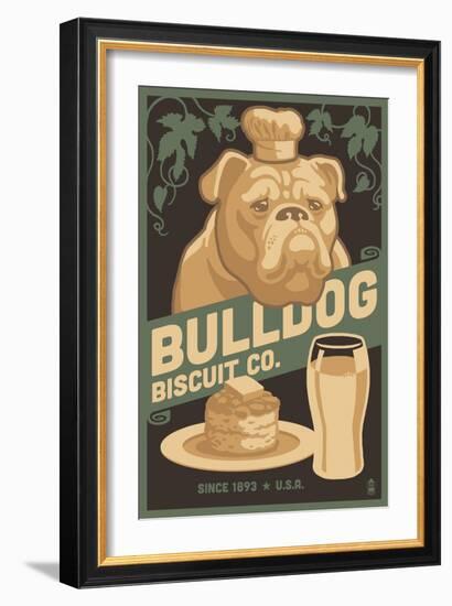Bulldog - Retro Bisquit Ad-Lantern Press-Framed Art Print