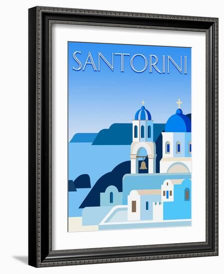 Destination Santorini-The Trainyard Cooperative-Framed Giclee Print