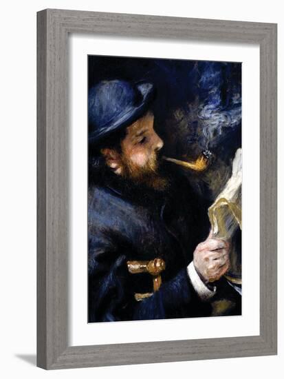 Claude Monet Reading a Newspaper-Pierre-Auguste Renoir-Framed Art Print