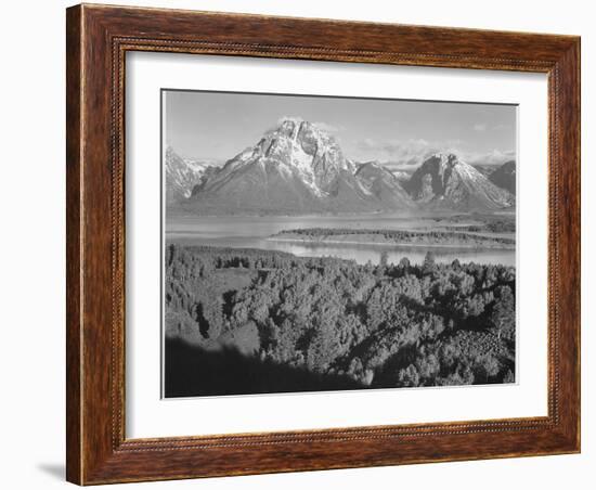 View Across River Valley Toward "Mount Moran" Grand Teton, National Park Wyoming. 1933-1942-Ansel Adams-Framed Art Print