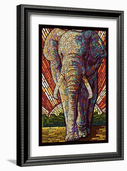 Elephant - Paper Mosaic-Lantern Press-Framed Art Print