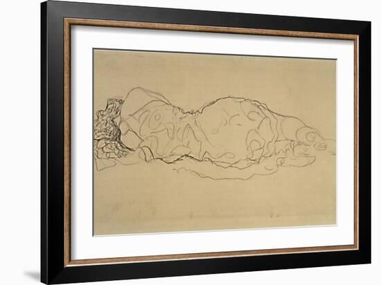 Reclining Woman, Seen from Behind-Gustav Klimt-Framed Giclee Print