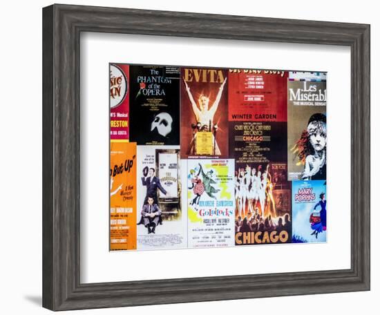 NYC Street Art - Patchwork of Old Posters of Broadway Musicals - Times Square - Manhattan-Philippe Hugonnard-Framed Art Print