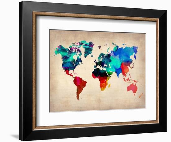 World Watercolor Map 1-NaxArt-Framed Art Print