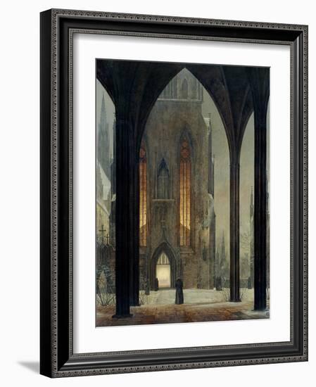 Cathedral in Winter, 1821-Ernst Ferdinand Oehme-Framed Giclee Print