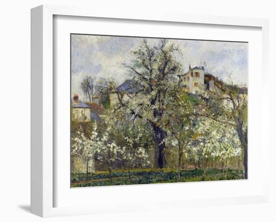 The Vegetable Garden with Trees in Blossom, 1877-Camille Pissarro-Framed Giclee Print