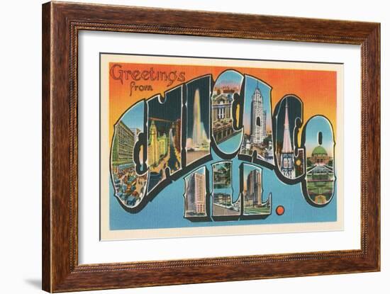 Greetings from Chicago, Illinois-null-Framed Art Print