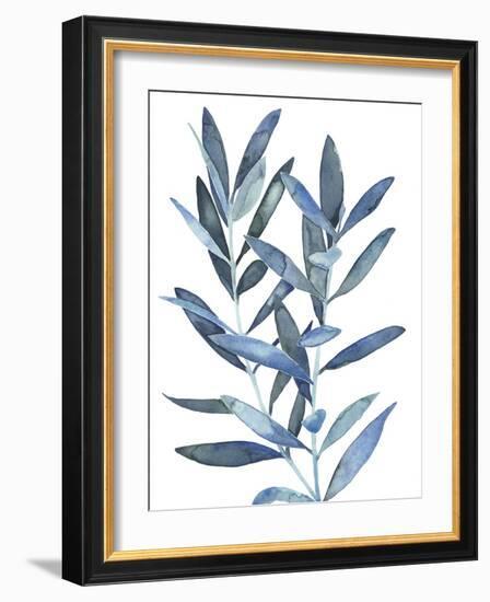 Indigo Leaves III-Megan Meagher-Framed Art Print