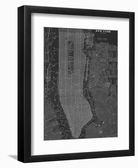 New York Map - B&W-Z Studio-Framed Art Print