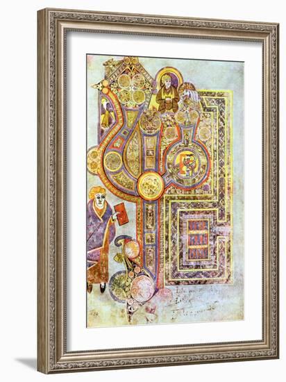 Opening Words of St Matthew's Gospel Liber Generationes, from the Book of Kells, C800-null-Framed Giclee Print