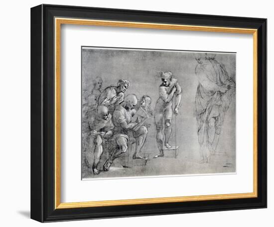 Pythagoras (580-500 B), Drawing for the 'School of Athens, 16th Century-Raphael-Framed Giclee Print