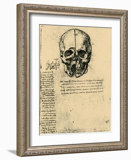 Anatomical Sketch of a Human Skull, C1472-1519-Leonardo da Vinci-Framed Giclee Print