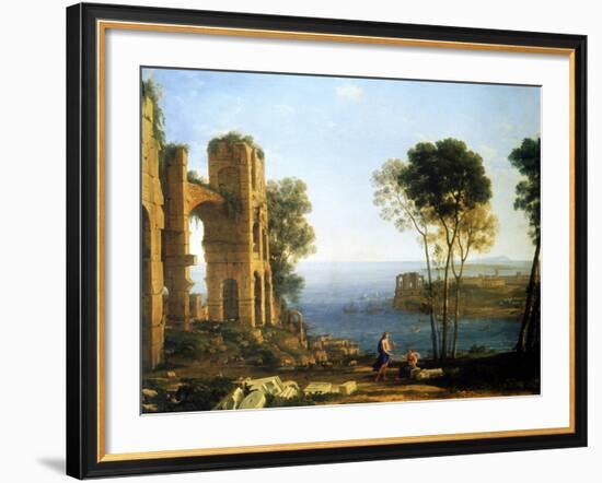 Coast View with Apollo and the Cumaean Sibyl, Between 1645 and 1649-Claude Lorraine-Framed Giclee Print