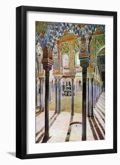 Court of the Lions, the Alhambra, Granada, Andalusia, Spain, C1924-null-Framed Giclee Print