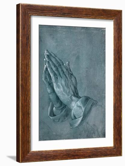 Praying Hands, 1508, Point of Brush and Black Ink, Heightened with White, on Blue Prepared Paper-Albrecht Dürer-Framed Giclee Print