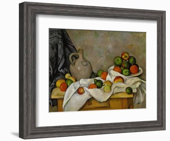 Curtain, Jug and Bowl of Fruit, 1893-1894-Paul Cézanne-Framed Giclee Print