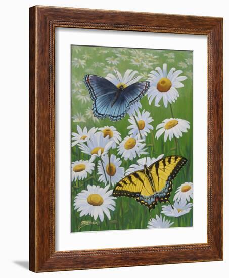 Butterflies and Daisies-Fred Szatkowski-Framed Art Print