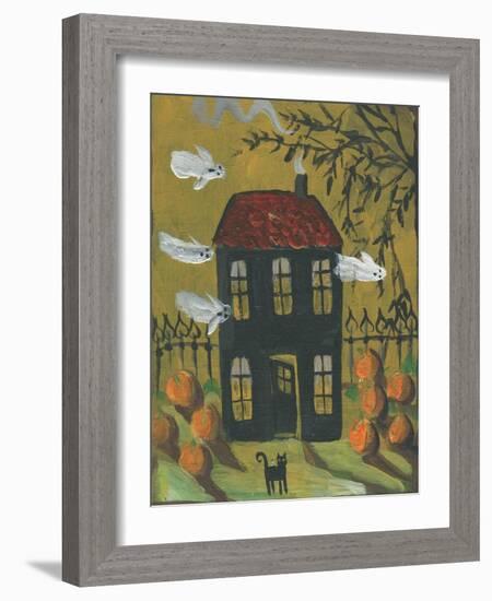 Haunted House Ghosts Halloween-sylvia pimental-Framed Art Print