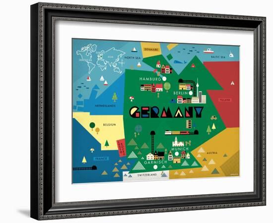 Germany Map-null-Framed Giclee Print