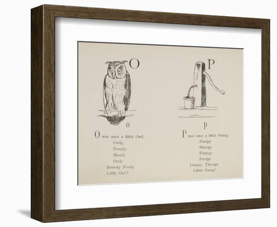 Owl and Pump Illustrations and Verses From Nonsense Alphabets Drawn and Written by Edward Lear.-Edward Lear-Framed Giclee Print