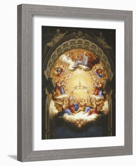 Sunrise on the New Testament, the Eucharist in a Monstrance Carried by Two Angels-Italian School-Framed Giclee Print