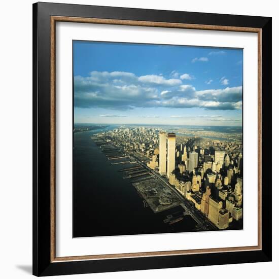 Manhattan from Lower West Side, New World Trade Center's Twin Towers Dominating Landscape-Henry Groskinsky-Framed Photographic Print