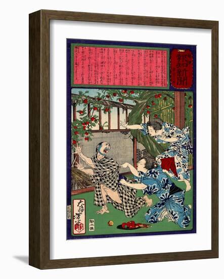 Ukiyo-E Newspaper: Jealous Wife Killed Her Husband-Yoshitoshi Tsukioka-Framed Giclee Print