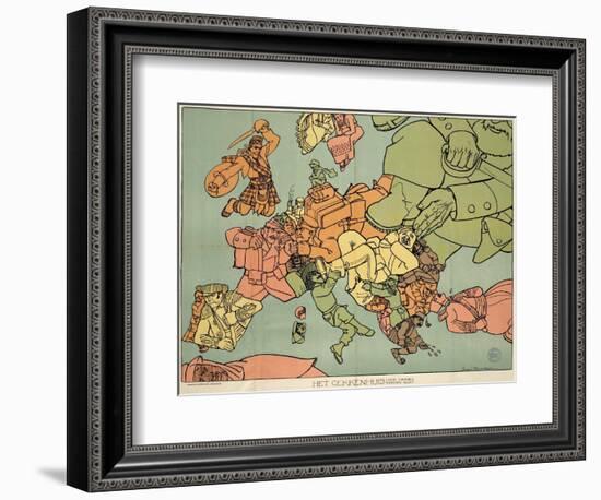 Satirical Map - The Insane Asylum-Louis Raemaekers-Framed Giclee Print