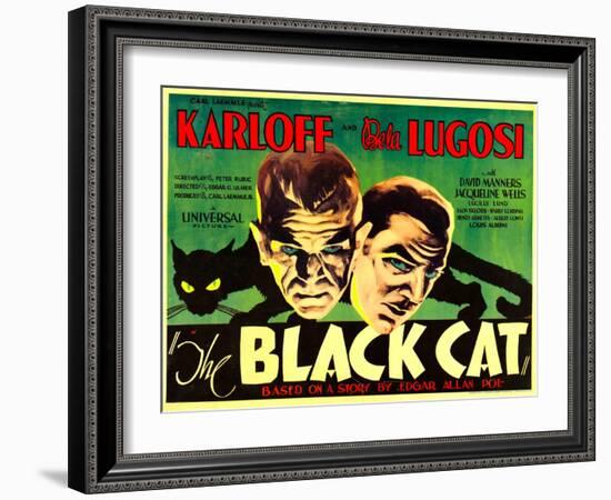 The Black Cat, Boris Karloff, Bela Lugosi, 1934-null-Framed Photo