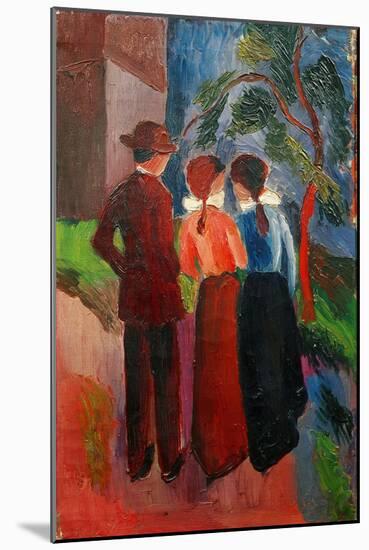 Promenade of three people,1914 Oil on canvas, 56 x 33 cm.-August Macke-Mounted Giclee Print