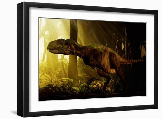 An Abelisaurus Moves Stealthily Though the Forest-null-Framed Art Print