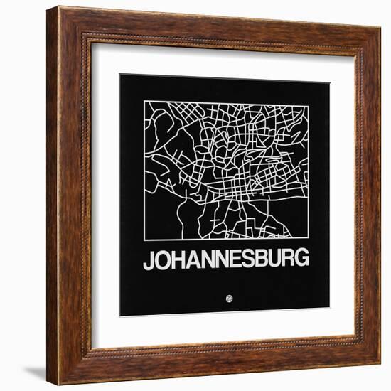 Black Map of Johannesburg-NaxArt-Framed Art Print