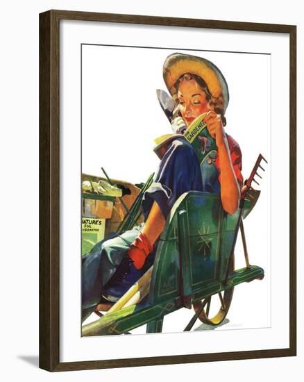 "Gardener in Wheelbarrow," May 10, 1941-Dominice Cammerota-Framed Giclee Print