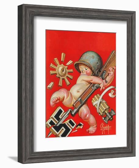 "Baby New Year at War," January 2, 1943-Joseph Christian Leyendecker-Framed Giclee Print