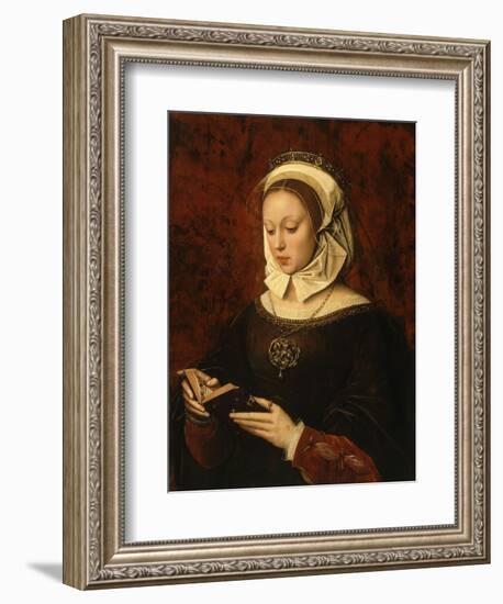 Jeune femme lisant un livre d'heures-Ambrosius Benson-Framed Giclee Print