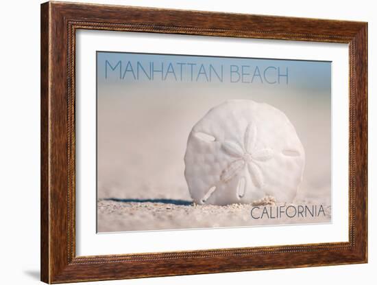 Manhattan Beach, California - Sand Dollar and Beach-Lantern Press-Framed Art Print