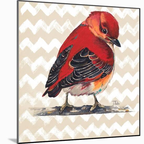 Chevron Baby Red Bird I-Patricia Pinto-Mounted Art Print