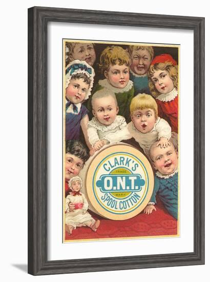 Victorian Children around Spool of Thread-null-Framed Art Print